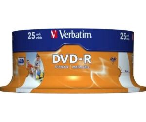 Dvd-r Verbatim 4.7gb 16x Imprimible Pack 25u