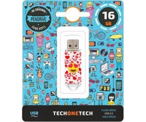 Pendrive 16GB Tech One Tech Emojis Heart Eyes USB 2.0